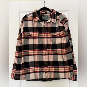 Woolrich Flannel Plaid Heavy Weight Cotton Oxbow Bend Button Up Shirt XXL Long